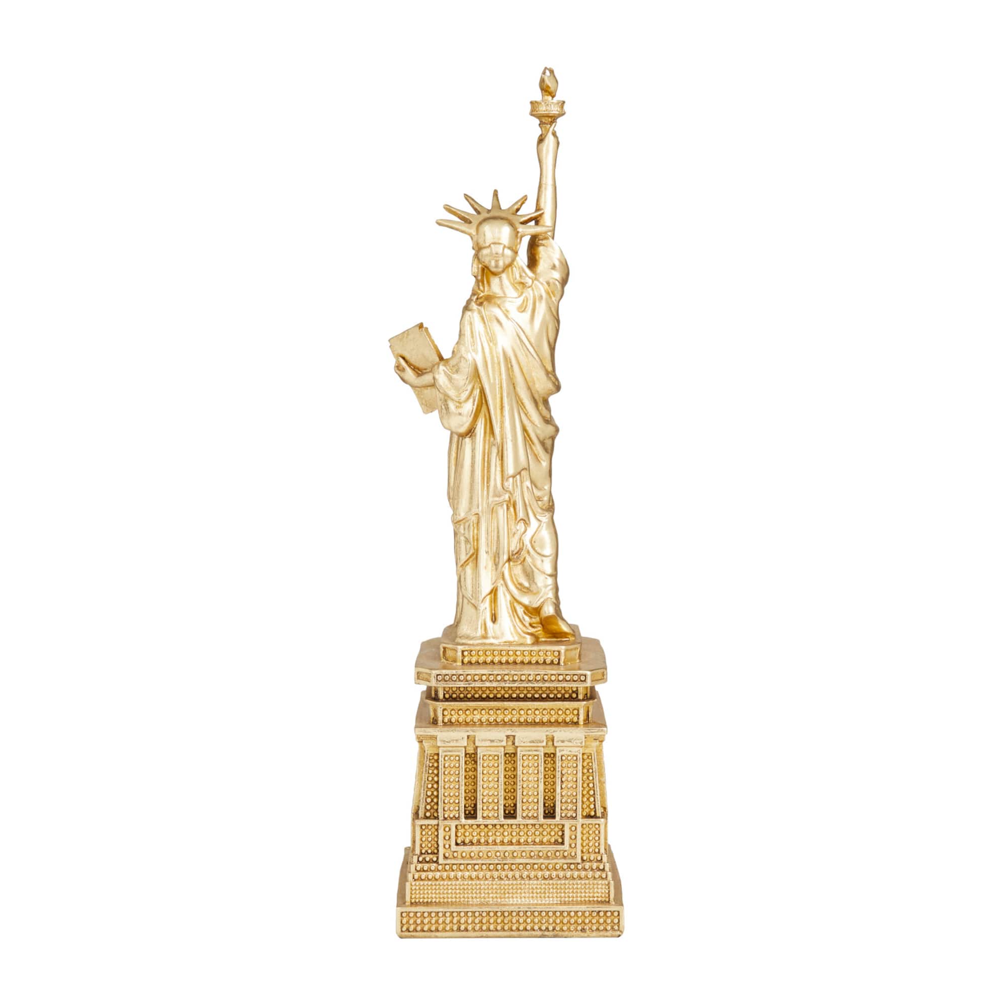 Gold Polystone Traditional Sculpture, 17" x 5" x 4"